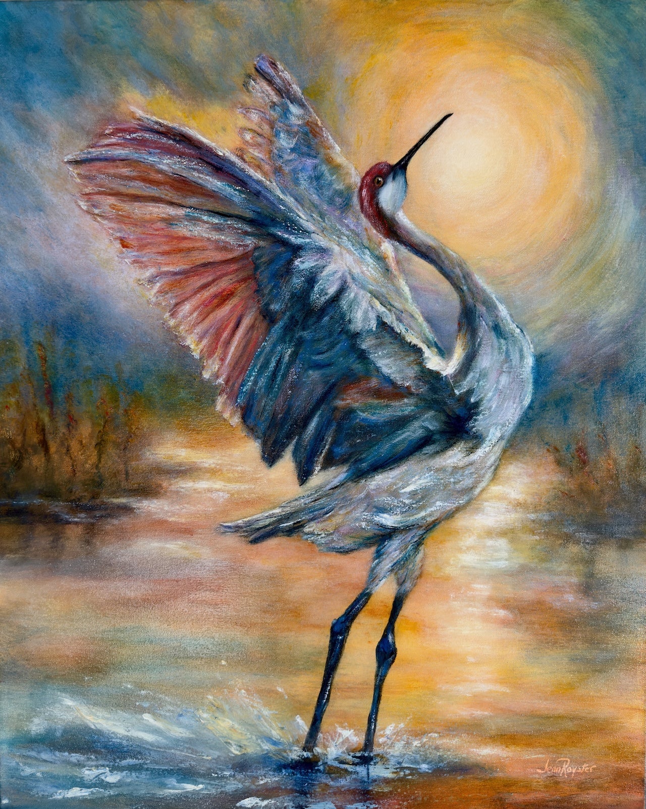 Echoes of a Sandhill's Sunrise Ballet | Original Oil Painting