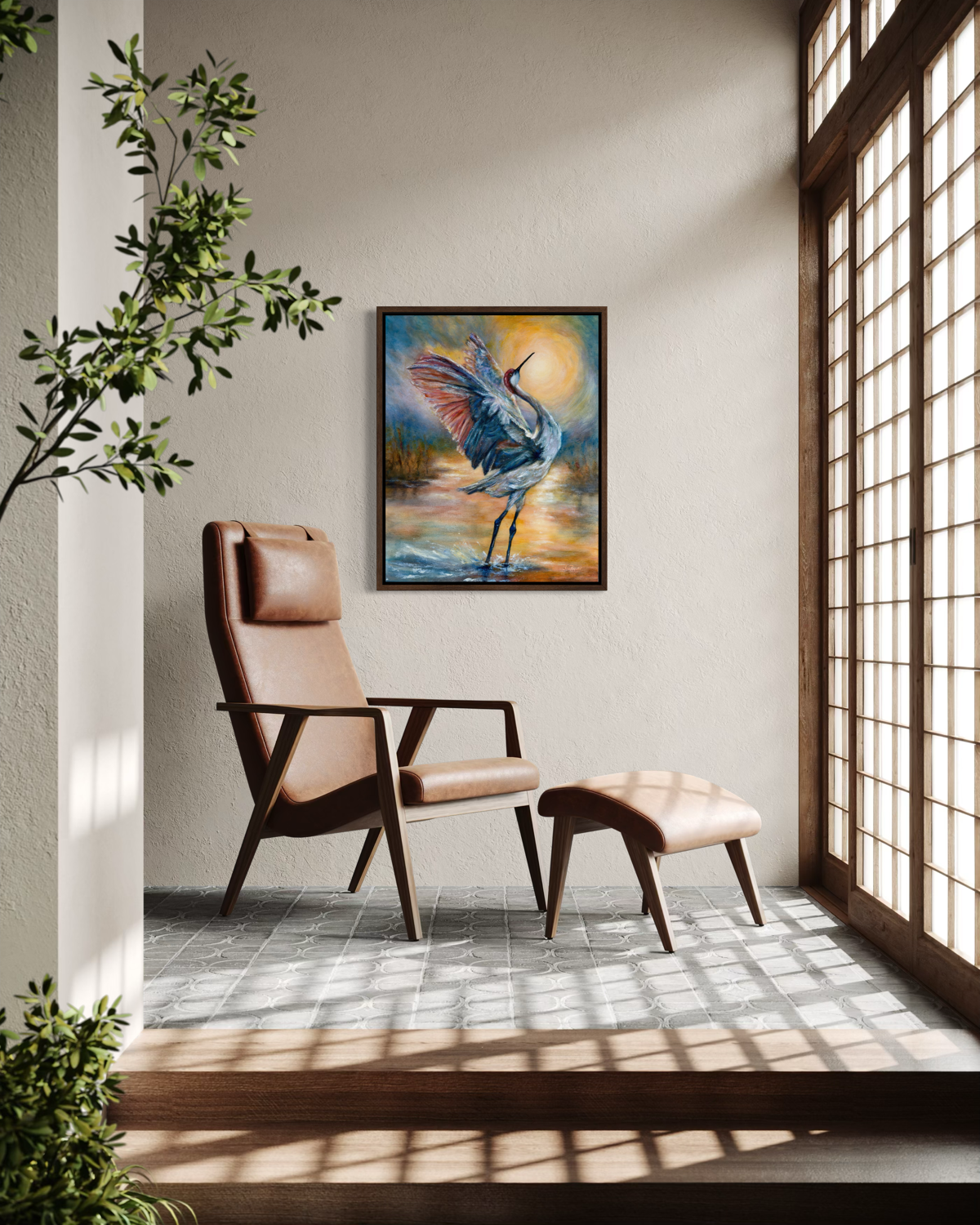 Echoes of a Sandhill's Sunrise Ballet | Original Oil Painting